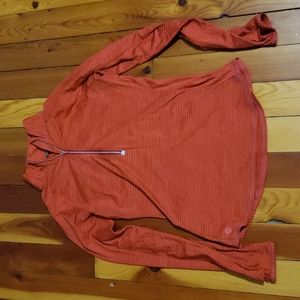 Orange Athleta half-zip jacket